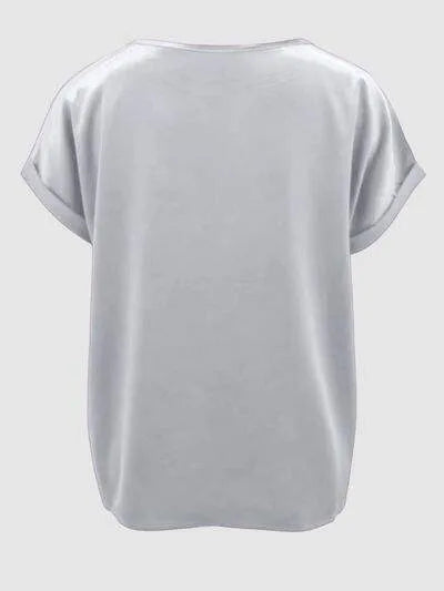 Round Neck Short Sleeve T-Shirt Women's T-Shirts - Tophatter Daily Deals